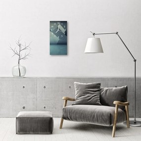 Zegar Szklany Pionowy Beton geometria niebieski
