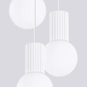 Lampa wisząca HALO 3P biała ryflowana SOLLUX  LIGHTING