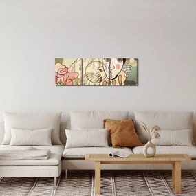 Obraz - Kubizm - harlequin and rose (z zegarem) (90x30 cm)