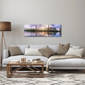Obraz jeziora (z zegarem) (90x30 cm)