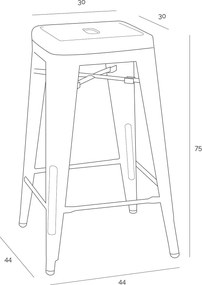 Stołek barowy Paris insp. Tolix 75 cm kolorowy