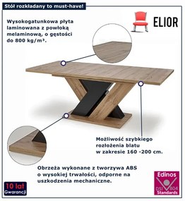 Rozkładany stół do salonu  dąb wtoan + czarny G2-B33