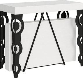 Konsola rozkładana 90x40/196 cm Aceres Small frassino biała rama w kolorze antracytu