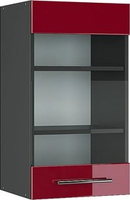 Szklana szafka kuchenna bordowa czerwień wysoki połysk 40x34.1x72 fame-line