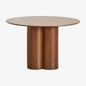 Okrągły Stół Jadalniany Ø120 Cm Z Forniru I Mdf Athena Fornir Orzechowy - Sklum