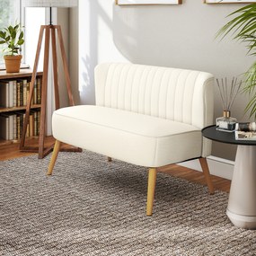 HOMCOM Sofa 2-osobowa, miękkie wyściełanie, łatwy w pielęgnacji materiał, do 220 kg, 117 x 56,5 x 77 cm, kremowa biel | Aosom PL