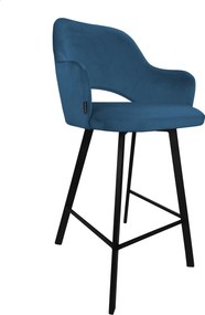Hoker Milano krzesło barowe tkanina Welur podstawa metalowa : Kolor nogi - Czarna profil, Kolor tkaniny - VELVET - MG33, Typ siedziska - Siedzisko stałe