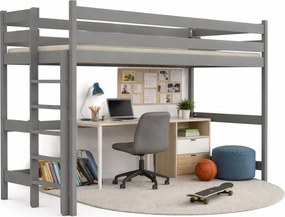 Szare łóżko dziecięce na antresoli - 5 rozmiarów C7-D51