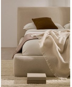 Beżowe tapicerowane łóżko dwuosobowe bez stelaża 160x200 cm Blok – Kave Home