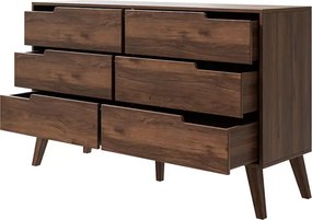 Komoda Clover II – nowoczesna komoda z 6 szufladami, frezowanymi frontami i drewnianymi nogami