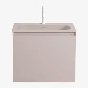 Zestaw Wiszących Mebli Łazienkowych Zintegrowany Z Umywalką Macrae Nature & Bezlusterkowiec & Biała ↑20 Cm - Sklum