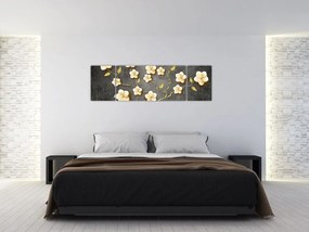 Obraz - Złoty krzew na czarnym tle (170x50 cm)