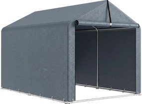 Outsunny Namiot Garażowy 2,2 x 1,6 m Wodoodporny Namiot na Narzędzia z Drzwiami na Zamek Stalową Ramą, UV-Odporny Ciemnoszary | Aosom PL