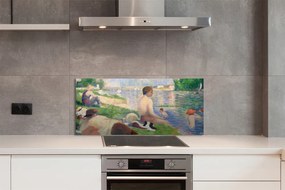 Szklany Panel Kąpiący się w Asnieres - Seurat