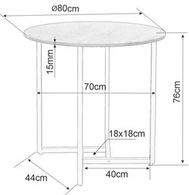 Okrągły stół jadalniany ALTO II 80 cm, dekor rustykalny brązowy