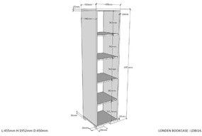 Ciemnoszary regał dziecięcy 46x195 cm London – Vipack