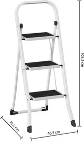 Drabina metalowa 3 stopniowa, 73,5 x 105,3 cm