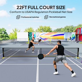 Przenośna sieć do pickleballa SPORTNOW, metalowy stelaż, siatka z tkaniny, z torbą transportową, Żółty