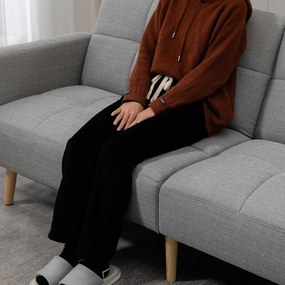 HOMCOM 2 w 1 sofa rozkładana 205 x 88 cm z funkcją łóżka, kanapa z poduszką, wygląd lnu, szary | Aosom PL