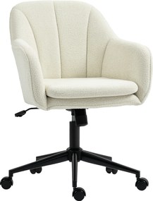 HOMCOM Fotel biurowy z tkaniną w optyce aksamitu, Fotel do toaletki z wypukłym oparciem, do sypialni, salonu, Beżowy