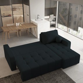 Masseno Narożnik VOLIRA z funkcją spania i pojemnikiem na pościel Narozniki L, Rozkładana sofa - Czarny, QUELLE 100