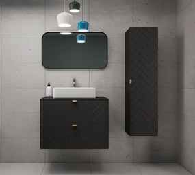 Czarny zestaw mebli łazienkowych słupek i szafka umywalkowa 80 40cm E1-R64