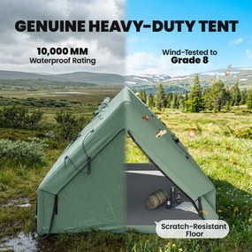 Outsunny Nadmuchiwany Namiot 8-10 Osób Szybki Montaż 4-Sezonowy Wodoodporny Odporny na Zarysowania z Otworem na Piecyk i Świetlikami | Aosom PL