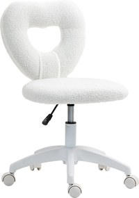 HOMCOM Fotel Biurowy, Sercowate Oparcie, Obity, Biały