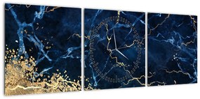 Obraz - Ciemnoniebieski marmur (z zegarem) (90x30 cm)