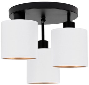 Lampa sufitowa czarna trzypunktowa z białymi abażurami C-3030SC-WEWEWE