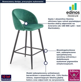 Zielony tapicerowany hoker welurowy z oparciem L8-A75