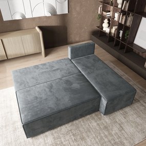 Masseno Narożnik BRISO z funkcją spania i pojemnikiem na pościel Narozniki L, Rozkładana sofa - Szary, MONOLITH 85