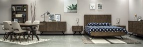 Loftowe łóżko drewniane z wysokim zagłówkiem Massa K01 180 cm