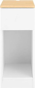 Stolik nocny z szufladą i półką w nowoczesnym białym dębie
