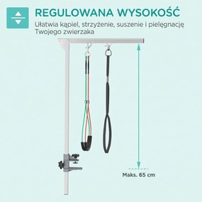 PawHut Ramię do strzyżenia zwierząt domowych, regulowane, 36 x 8 x 74 cm, Srebrny