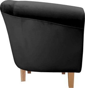 Fotel Milo tkanina Welur wygodny fotel tapicerowany do salonu i sypialni : Kolor nogi - Drewno, Kolor tkaniny - VELVET - MG19, Wysokość nogi - 15 cm