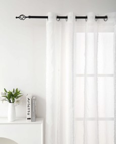Biała zasłona TASMA ze wzorem 140x250 cm Zawieszanie: Metalowe pierścienie