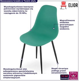 Zielone nowoczesne krzesło z czarnymi nogami K2-A90