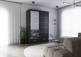 Szafa przesuwna FLORENCE z lustrem 150 cm czarny