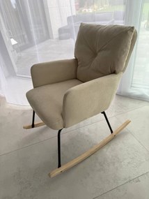 REZERWACJA Fotel wypoczynkowy bujany beżowy, do salonu, sypialni, tkanina, FW8