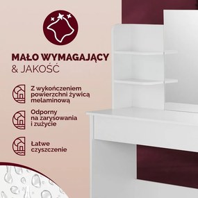 Toaletka LUCIA, 108x40x140cm, biała Casaria