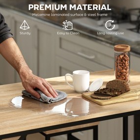 HOMCOM Zestaw stołowy barowy z 4 taboretami 5-elementowy zestaw stołowy stalowy dąb