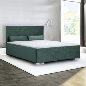 Łóżko tapicerowane z pojemnikiem i materacem KRIS Zielony 120x200 cm