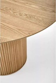 Okrągły stół Terra 120 cm z okleiny naturalnej na ryflowanej nodze w kolorze naturalnego drewna