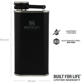 Czarna piersiówka ze stali nierdzewnej 230 ml Easy-Fill width mouth Flash – Stanley