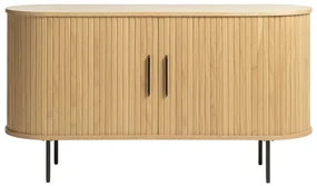 Niska komoda w dekorze dębu z drzwiami przesuwnymi 140x76 cm Nola – Unique Furniture