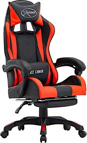 Czarno czerwone fotel gamingowy z podnóżkiem W2-S91