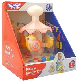 Woopie baby kolorowe zwierzątka różowy bączek z kulkami karuzela