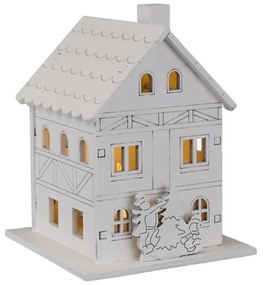 Świąteczna dekoracja świetlna Drewniany domek, 8 x10 x 8 cm, LED