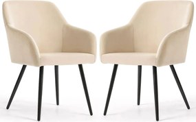 Zestaw 2 beżowych krzeseł welurowych W7-Z41
